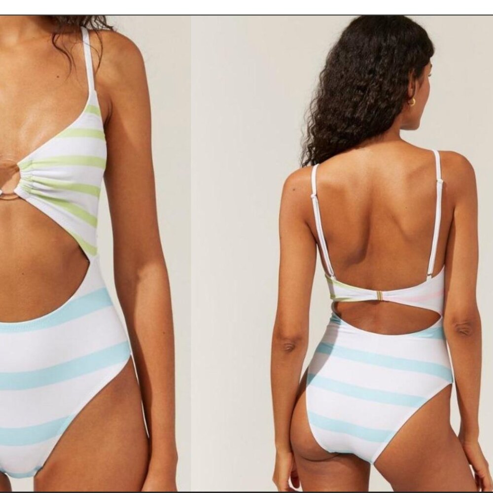 NWT ANTHROPOLOGIE SOLID & STRIPED "The Esme One-Piece" HTF Sold out! - Picture 4 of 16